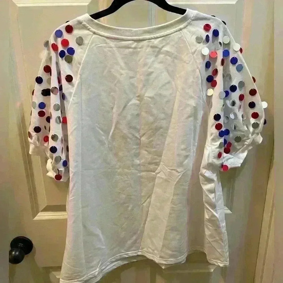METALLIC LETTER USA SPANGLE TOP - Picture 4 of 4